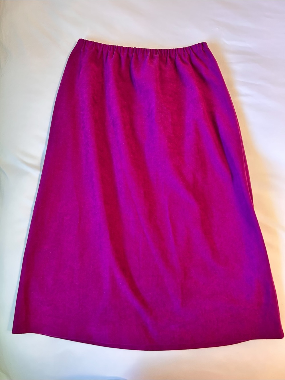 Vintage Velvet Elastic-Waist Magenta Skirt